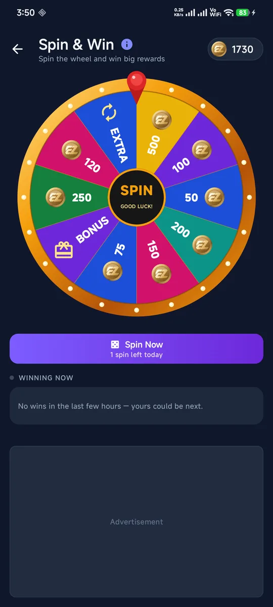 Daily spin wheel